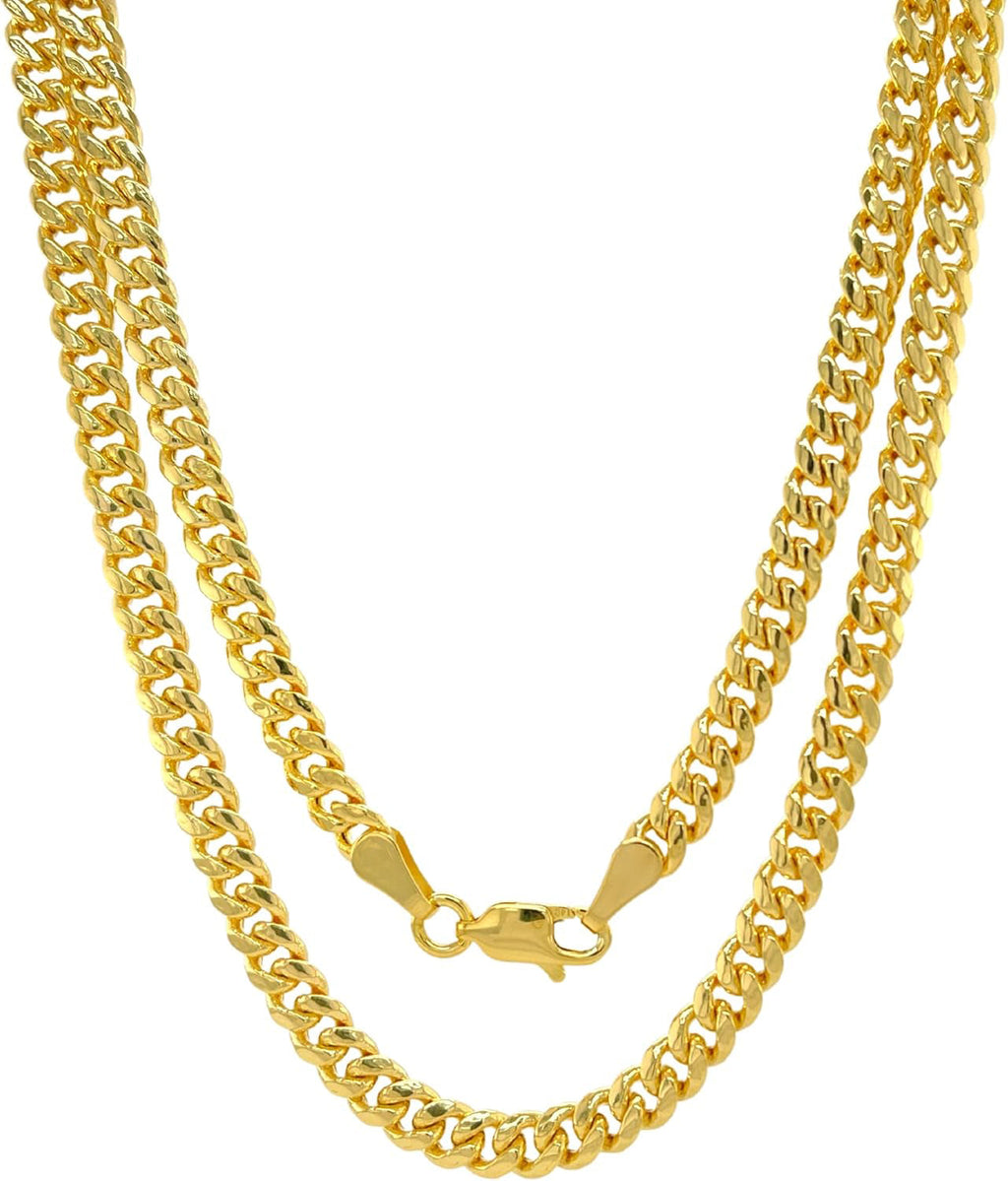 Italian 10k Yellow Gold 2.5MM Miami Cuban Curb Chain Necklace (18"-24")