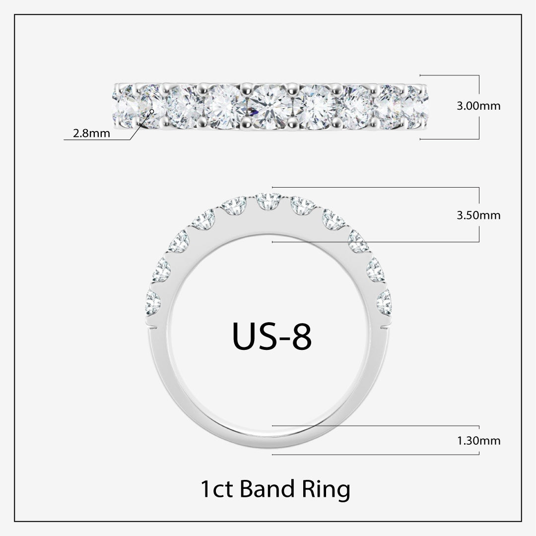 Anillo de banda con diamantes cultivados en laboratorio de 1,00 ct