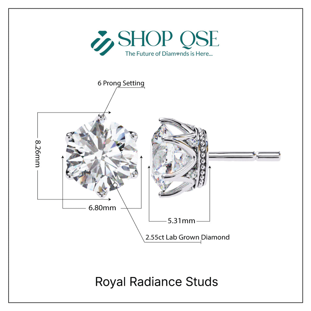 IGI 2.55ct Lab Grown Diamond Royal Radiance Studs