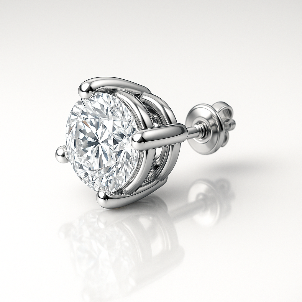 Pendiente de botón con diamantes cultivados en laboratorio de 2,00 ct