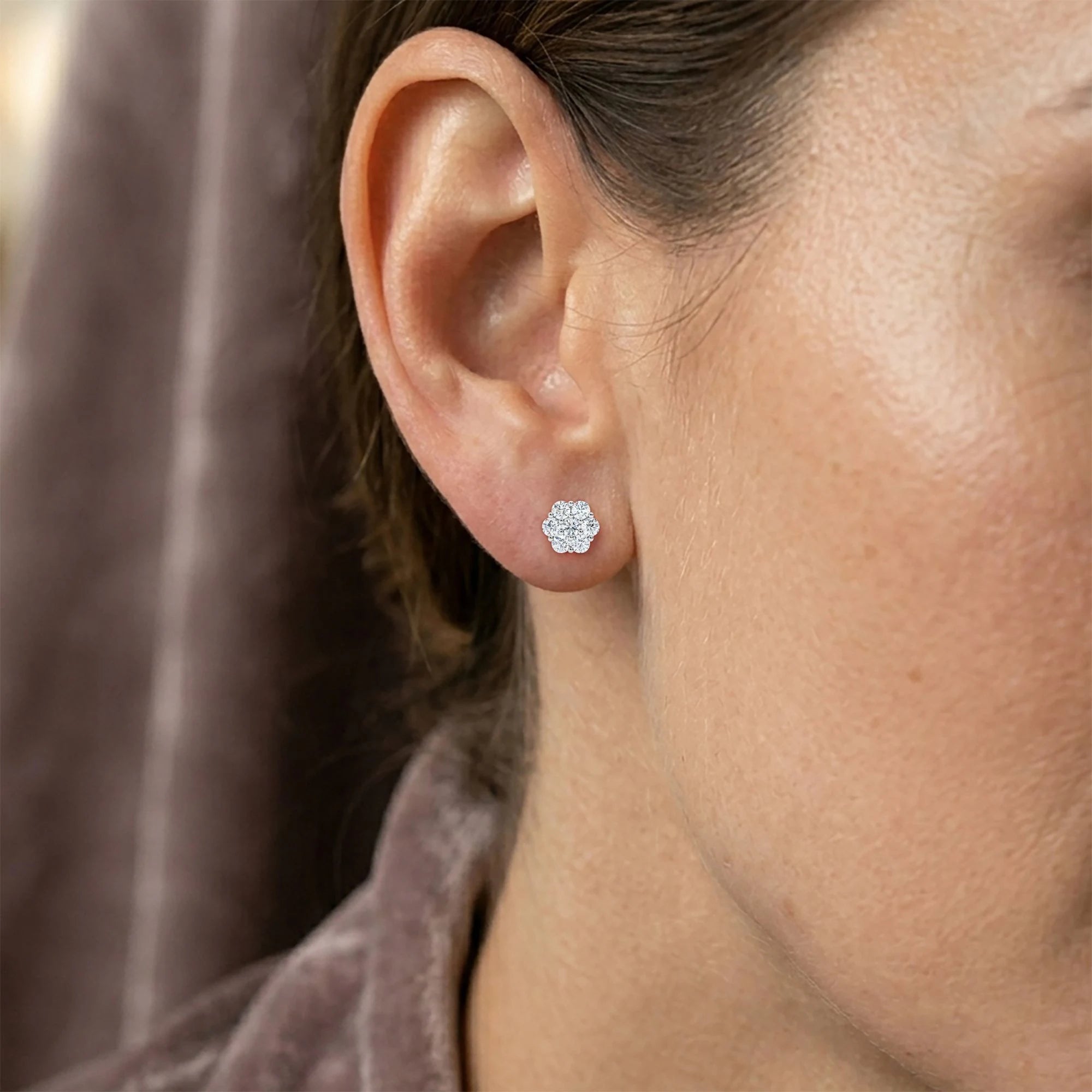 1.00ct Lab Grown Diamond Flower Earring