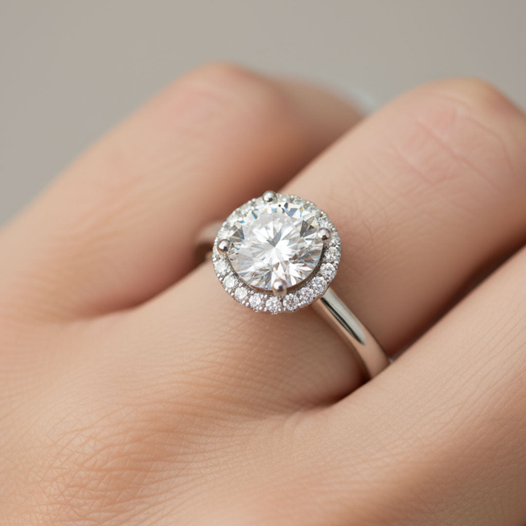 IGI 2.5ct Lab Grown Diamond Halo Ring