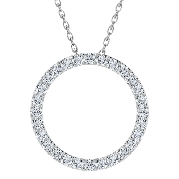 Colgante circular de diamantes cultivados en laboratorio de 0,25 quilates con cadena tipo cable