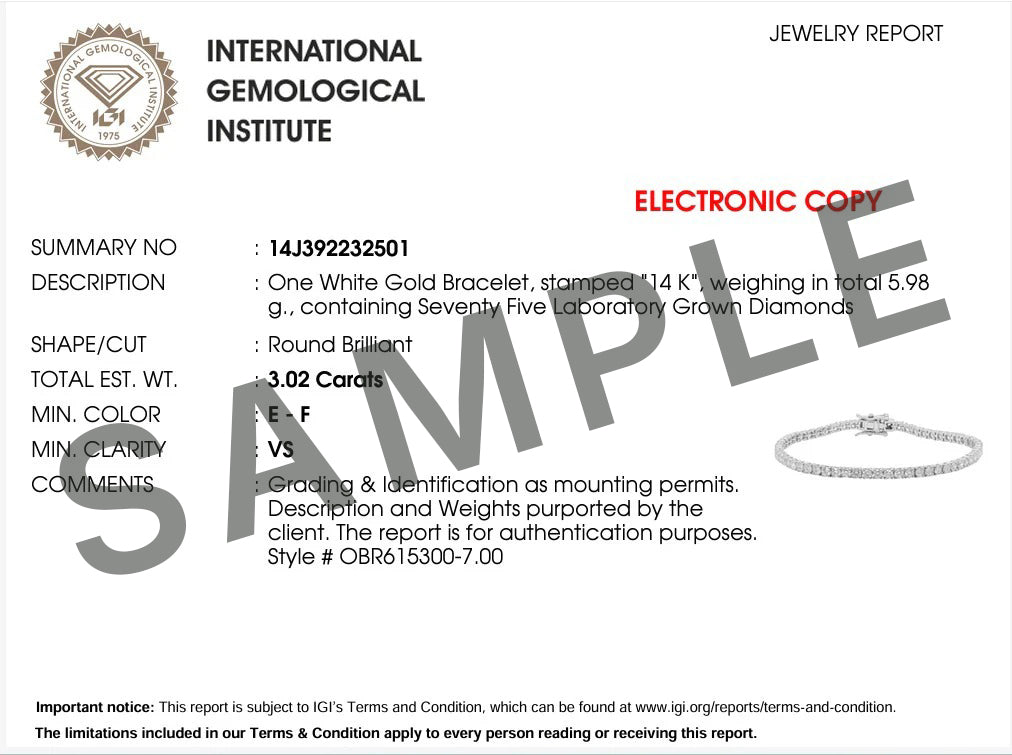 Lab Grown Diamond Tennis Bracelet 7 Inches