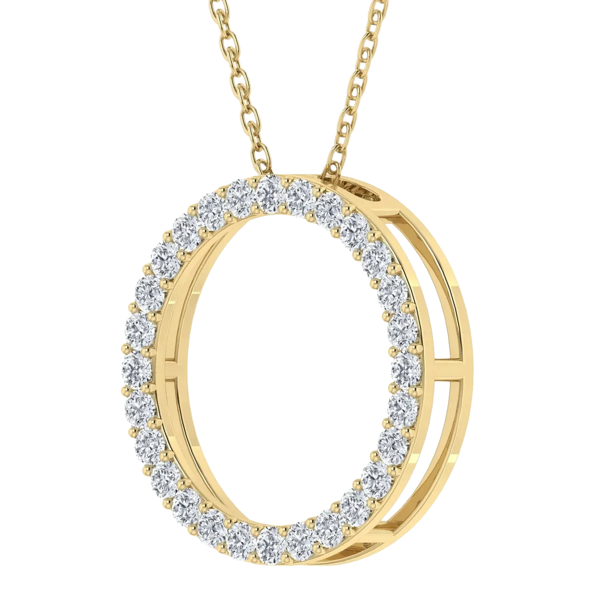 0.25CT Lab Grown Diamond Circle Pendant with Cable Chain