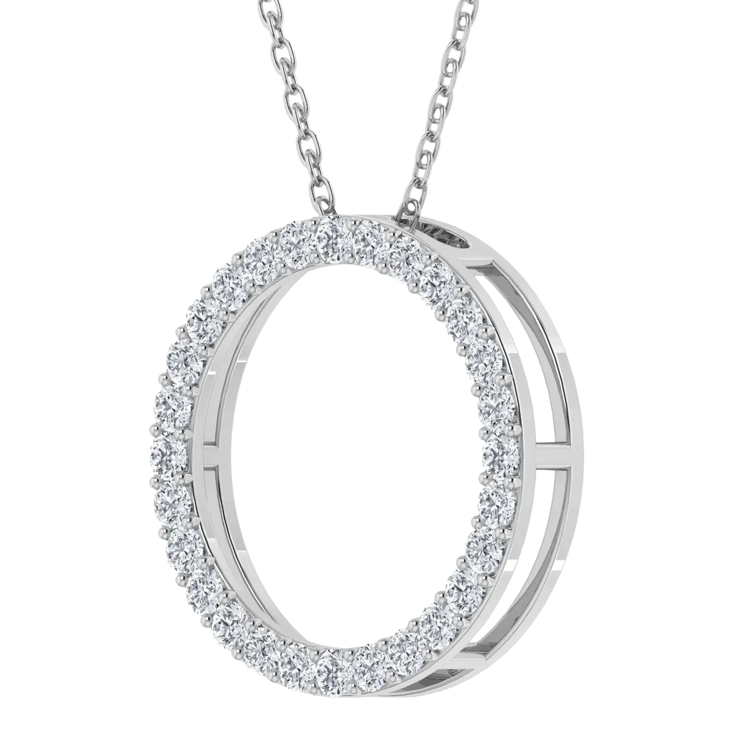 0.25CT Lab Grown Diamond Circle Pendant with Cable Chain