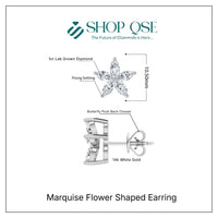 1.00CT  Lab Grown Diamond Marquise Flower Shaped Earring