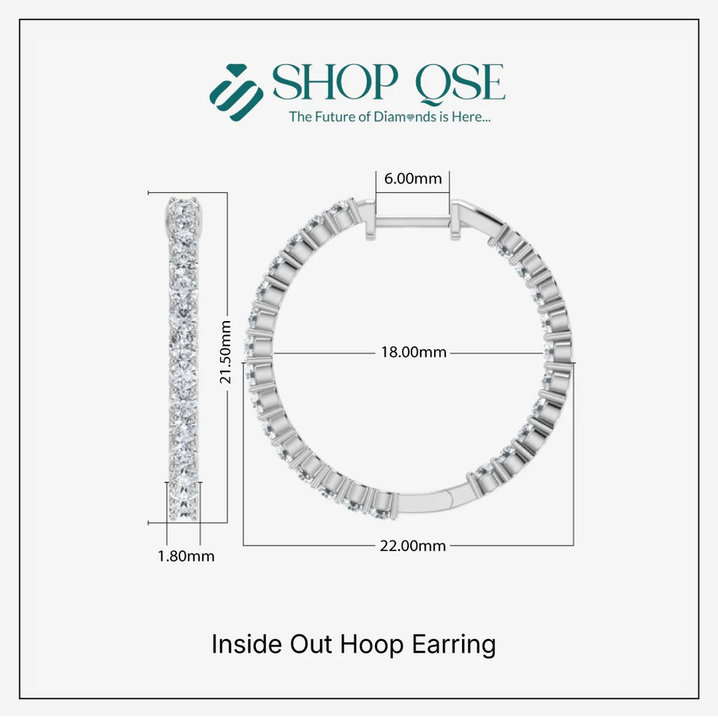 Lab Grown Diamond Inside Out Hoop Earrings 2.00ct