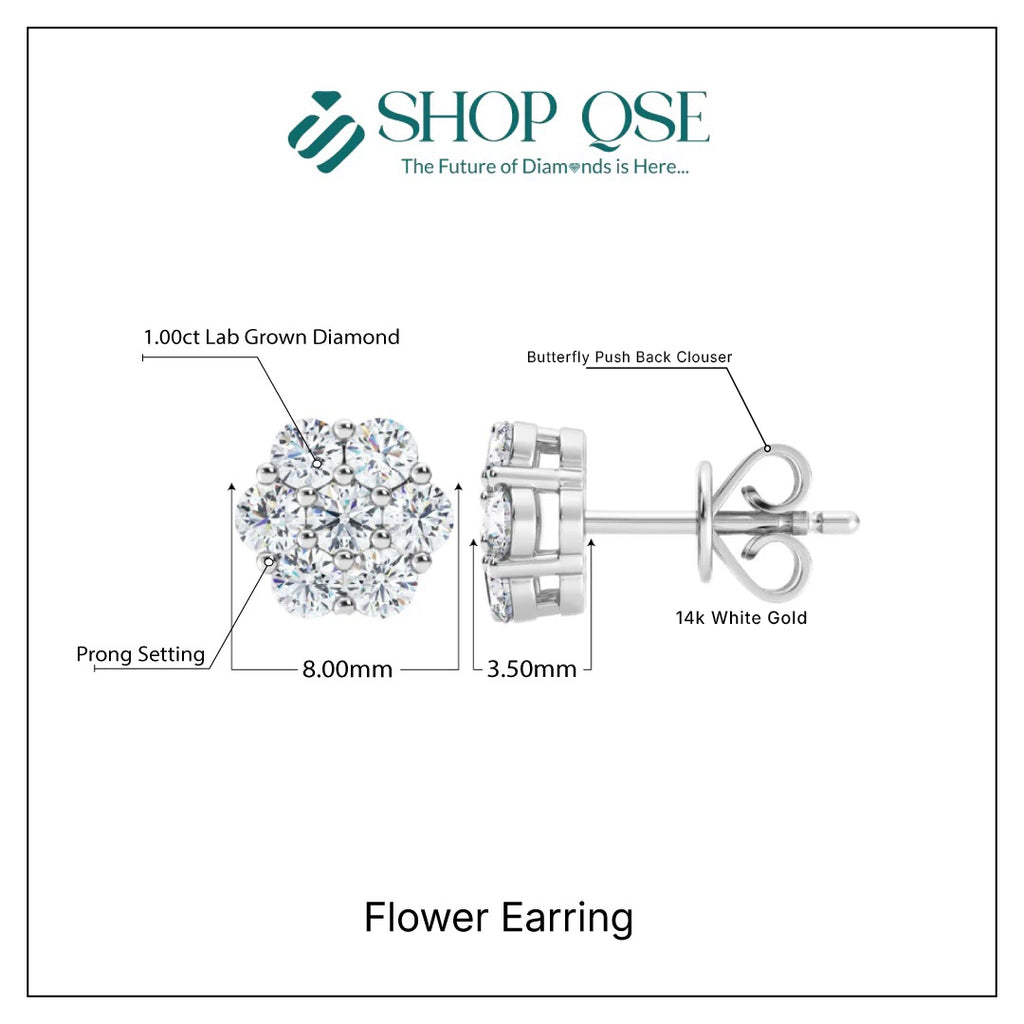 1.00ct Lab Grown Diamond Flower Earring