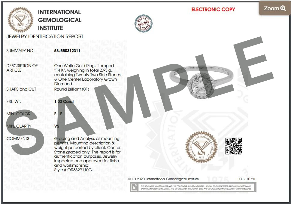 IGI 1.11ct Lab Grown Diamond Halo Ring