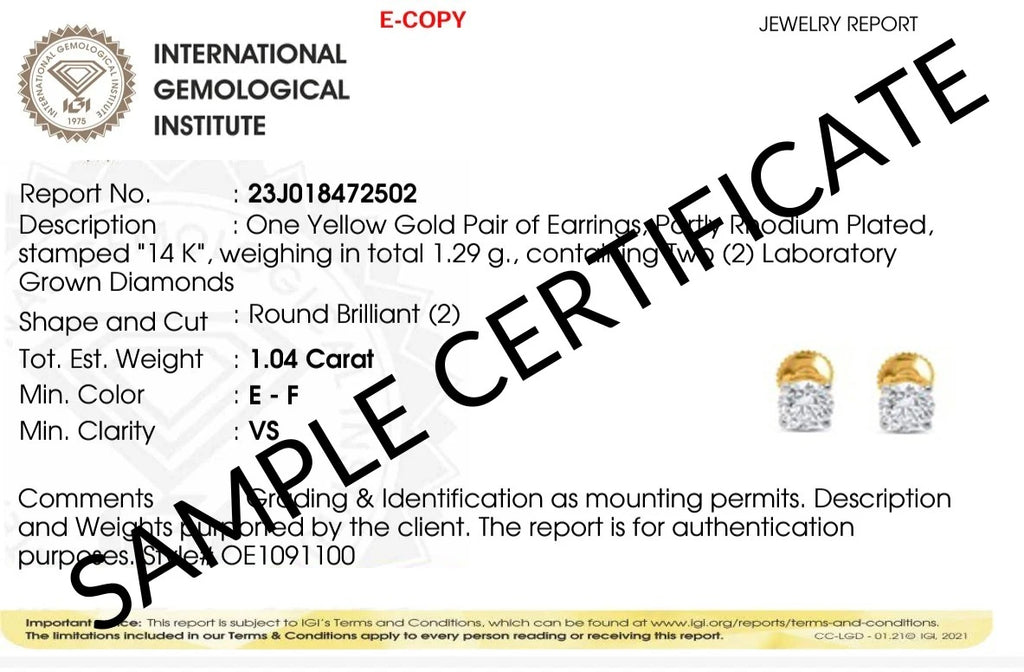 1.00ct Lab Grown Diamond Stud Earrings