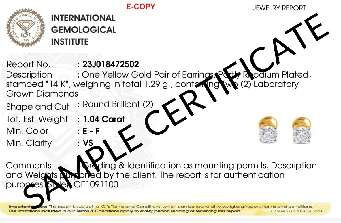 1.00ct Lab Grown Diamond Stud Earrings