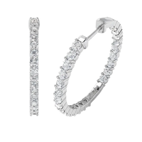 Lab Grown Diamond Inside Out Hoop Earrings in 925 Silver (1.00ct-2.00ct)