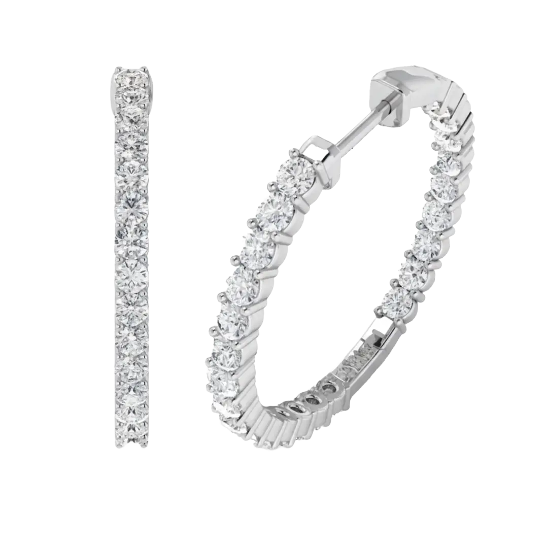 Lab Grown Diamond Inside Out Hoop Earrings in 925 Silver (1.00ct-2.00ct)