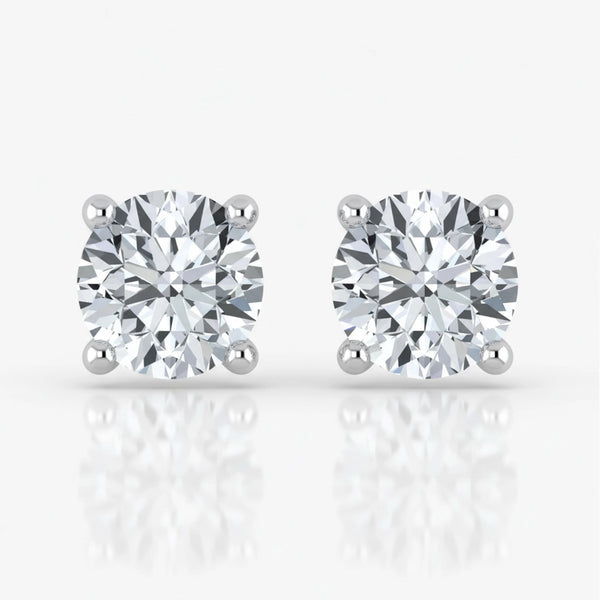 1.00 Carat IGI Certified Lab Grown Round Cut Diamond Studs Earrings 14k White/Yellow Gold 4 Prong Screw back & Push Back Jewelry Gift Box Packaging