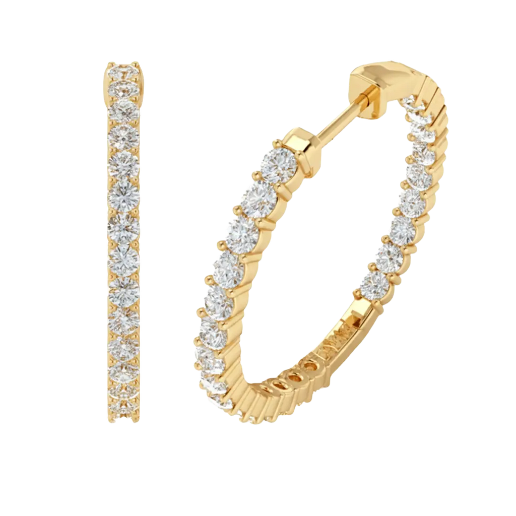 Lab Grown Diamond Inside Out Hoop Earrings in 925 Silver (1.00ct-2.00ct)