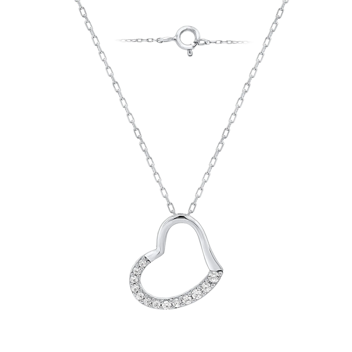 Eternal Love: 0.10ct Lab Grown Diamond Heart Shaped  20 Inch Pendant