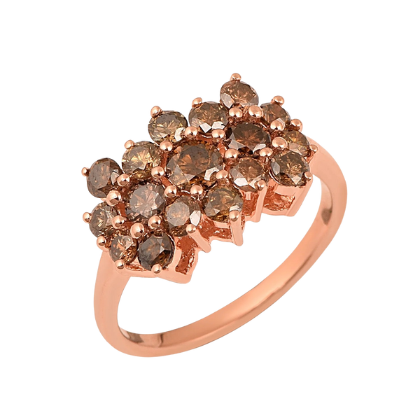 Anillo de diamantes color champán natural de 1,50 ct