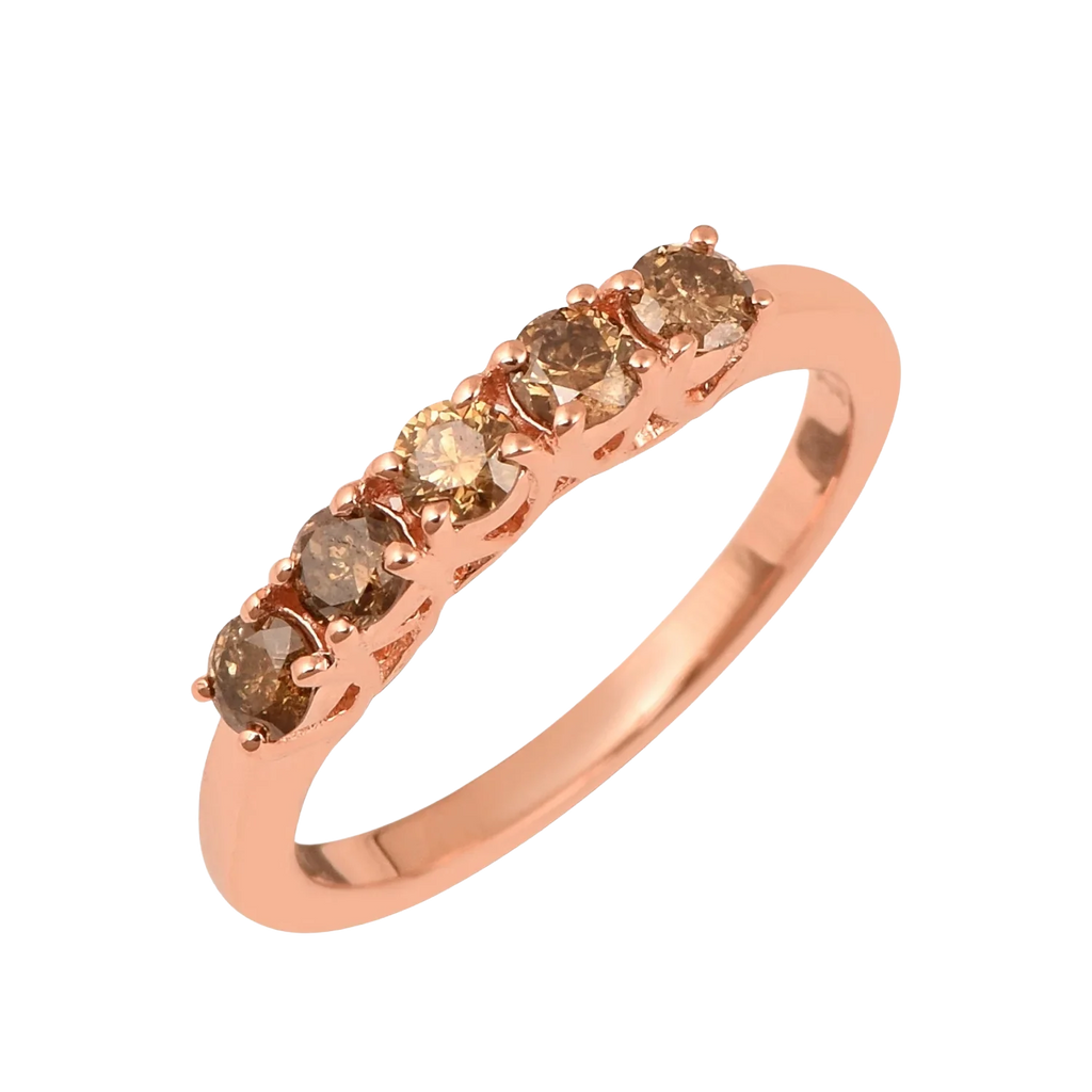 0.75ct Natural Champagne Diamond Band Ring