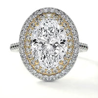 14K Gold 2 Tone Oval Double Halo Lab Grown Diamond Engagement Ring E VVS1 IGI