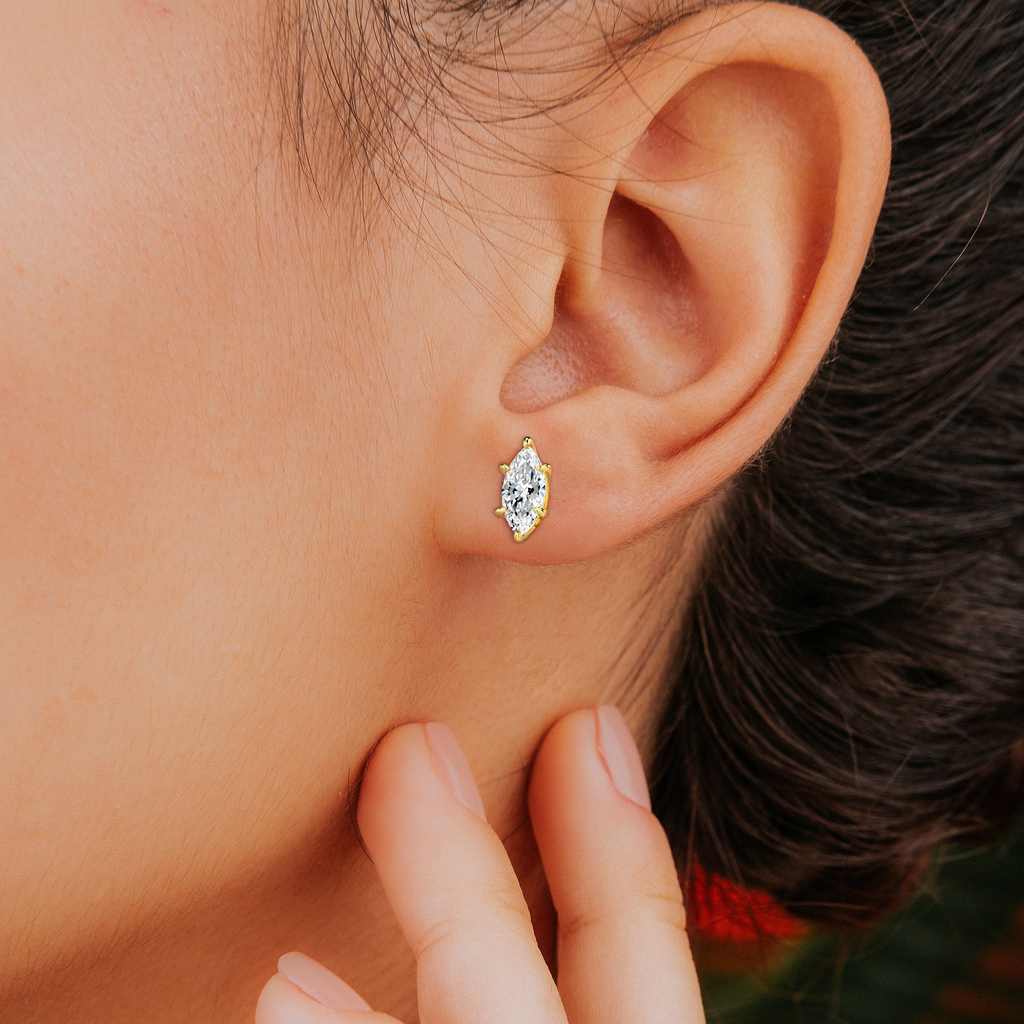 IGI Certified 4 Carat Marquise Lab Grown Diamond Stud Earrings