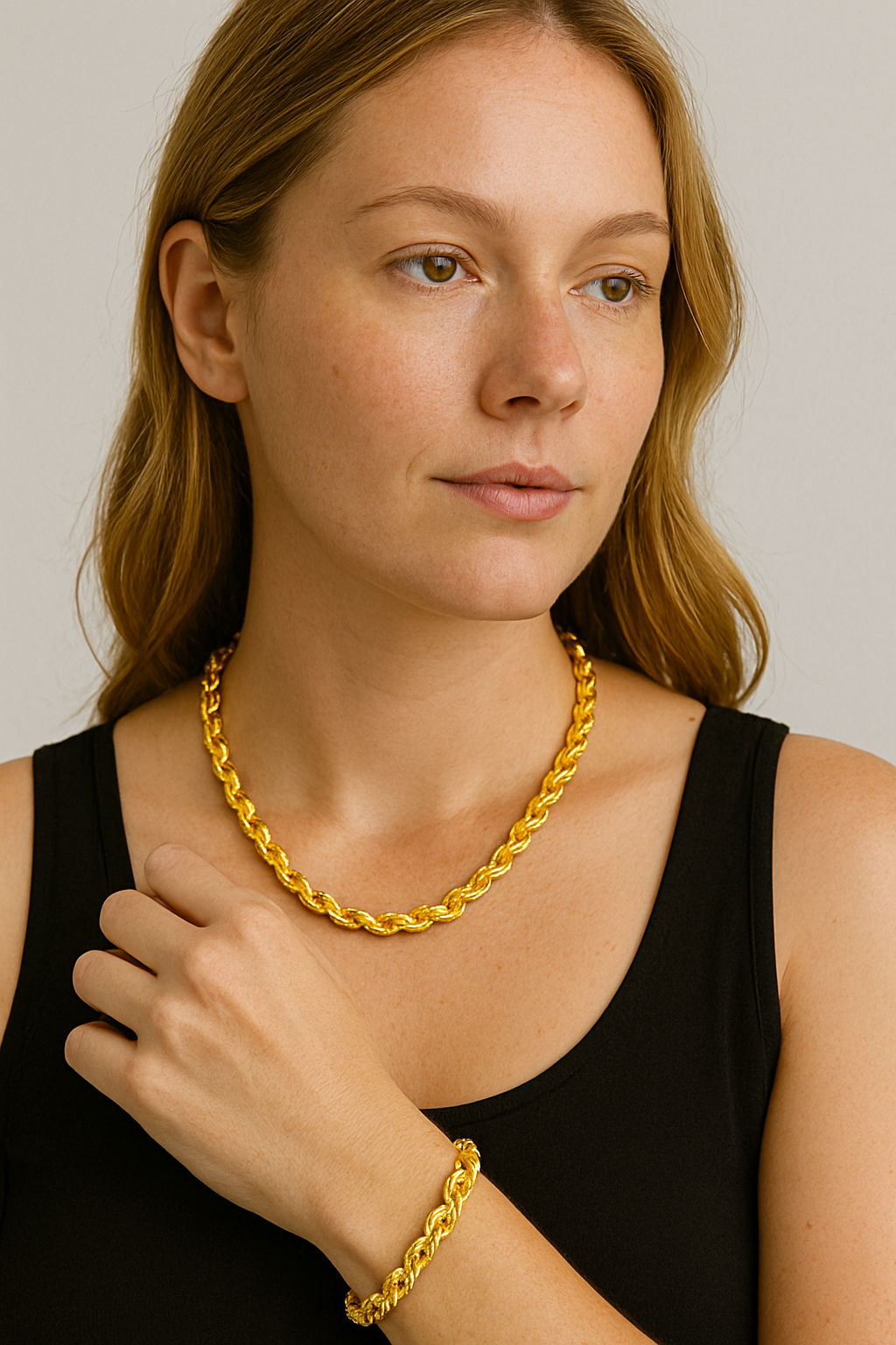 American 14k Solid Yellow Gold Rope Bracelet (6mm-9mm)