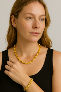 American 14k Solid Yellow Gold Rope Bracelet (6mm-9mm)