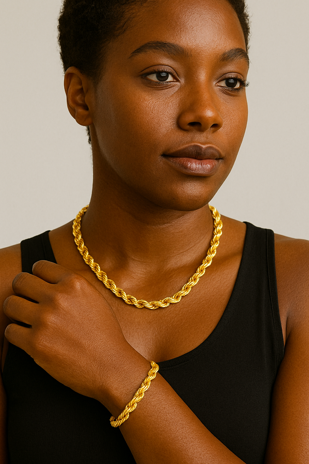 American 14k Solid Yellow Gold Rope Bracelet (6mm-9mm)