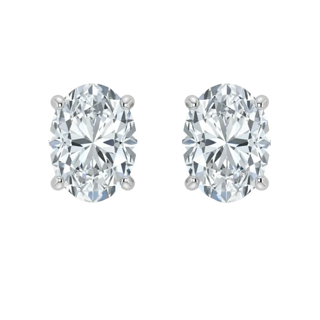 Lab Grown Diamond Elegant Oval Studs (1ct-2.00ct)