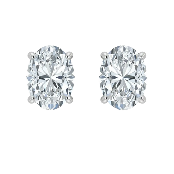 Elegantes pendientes ovalados con diamantes cultivados en laboratorio (1 ct-2,00 ct)