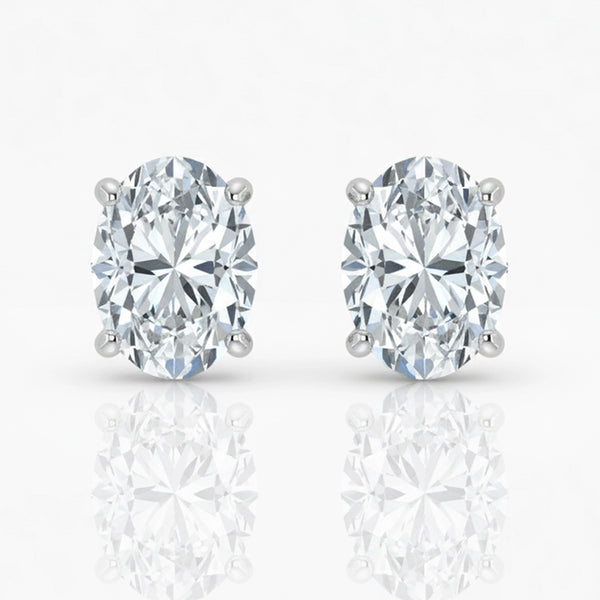 Elegantes pendientes ovalados con diamantes cultivados en laboratorio (1 ct-2,00 ct)
