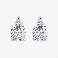 Pendientes de solitario en forma de pera con diamantes cultivados en laboratorio (1-2 ct)
