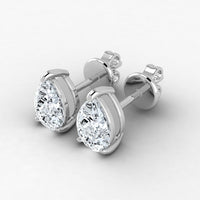 Pendientes de solitario en forma de pera con diamantes cultivados en laboratorio (1-2 ct)