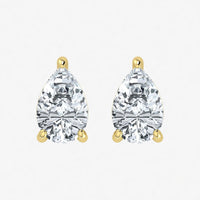 Pendientes de solitario en forma de pera con diamantes cultivados en laboratorio (1-2 ct)