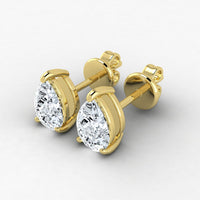 Pendientes de solitario en forma de pera con diamantes cultivados en laboratorio (1-2 ct)