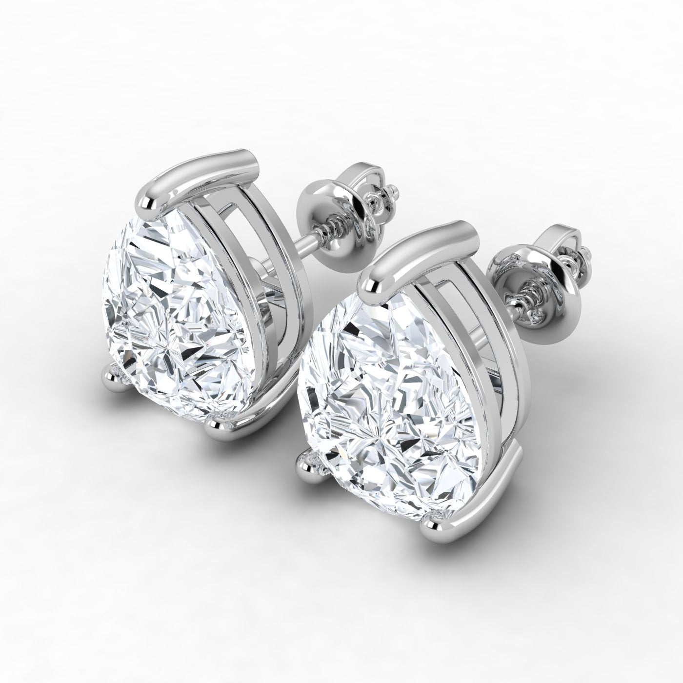 IGI Lab Grown Diamond Pear Solitaire Earrings (2ct-3ct) Screw Back