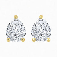 IGI Lab Grown Diamond Pear Solitaire Earrings (2ct-3ct) Screw Back
