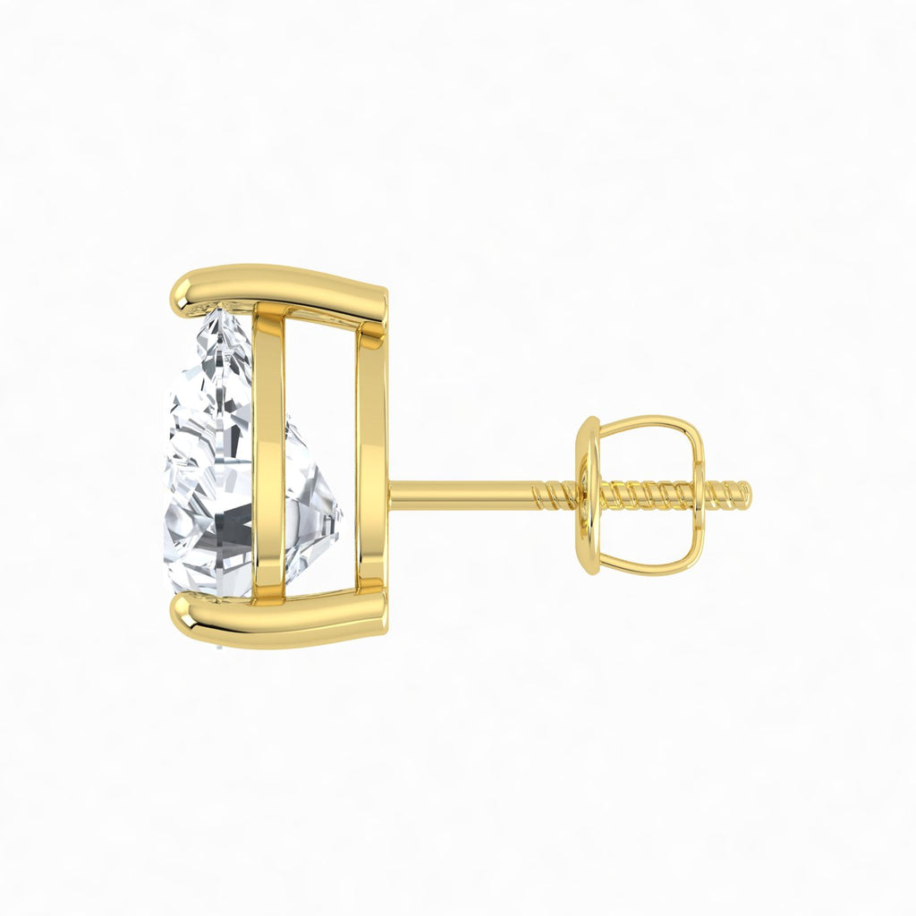 IGI Lab Grown Diamond Pear Solitaire Earrings (2ct-3ct) Screw Back