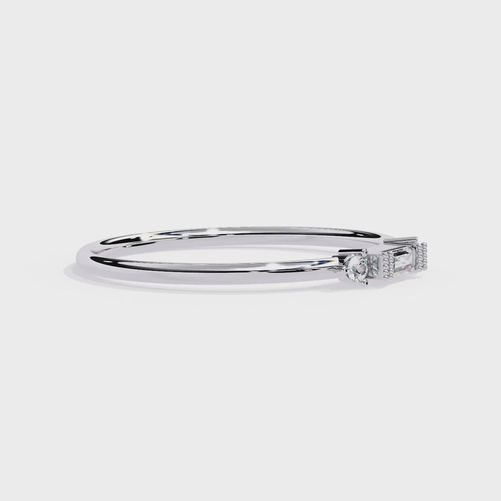 Baguette & Round lab Grown Diamond Ring