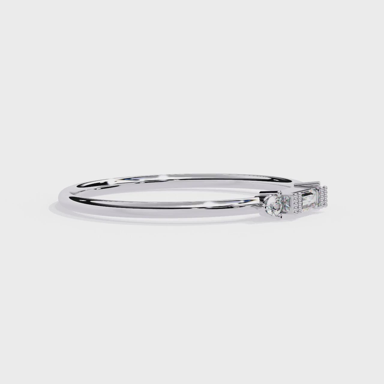 Baguette & Round lab Grown Diamond Ring