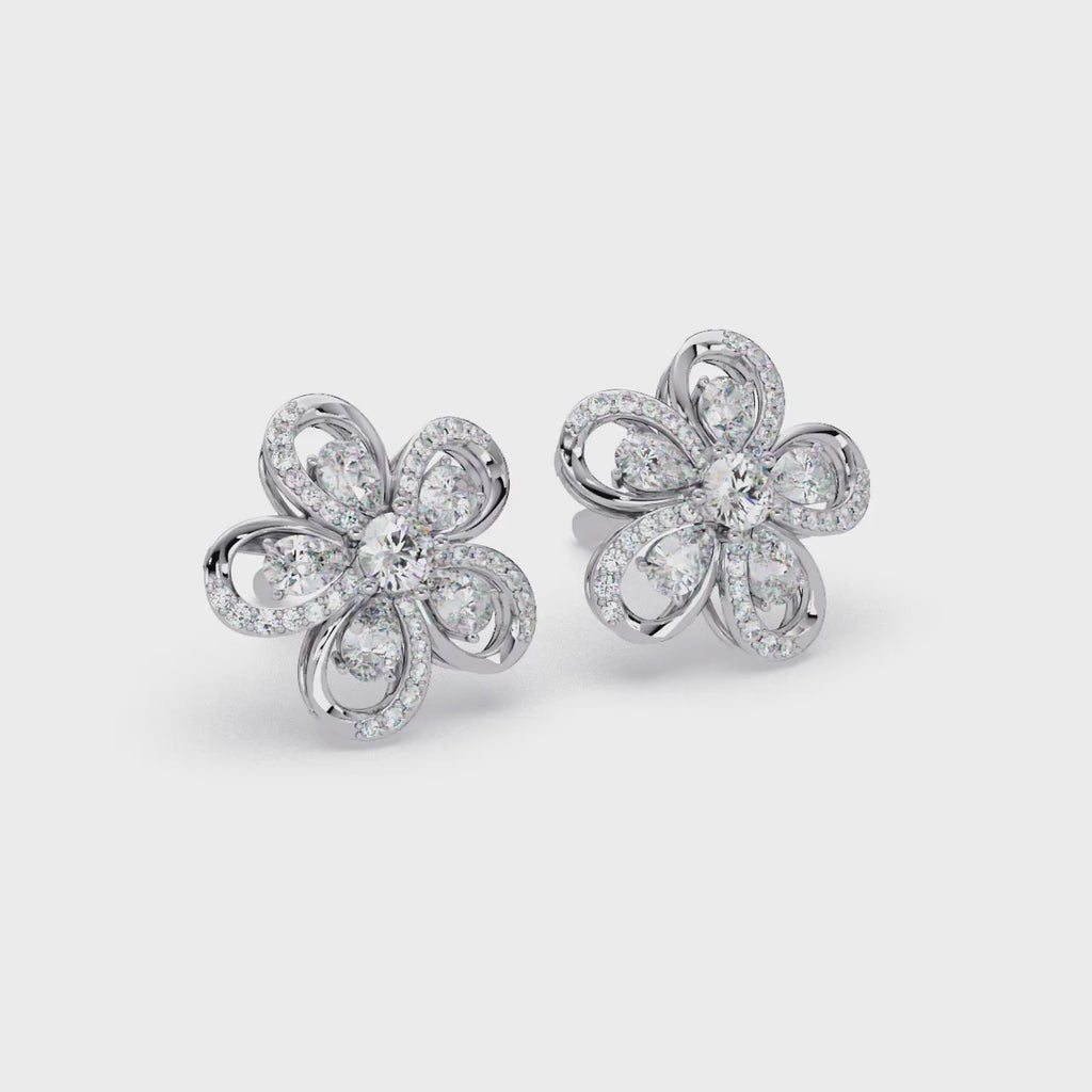 3.00 Carat Lab Grown Diamond Floral Earrings