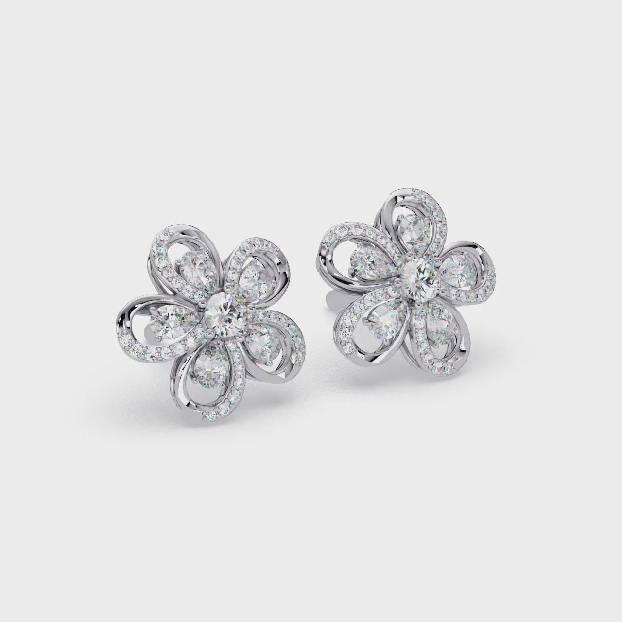 3.00 Carat Lab Grown Diamond Floral Earrings