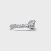 1.25 Carat Lab Grown Diamond Ring Bezel Set Solitaire with Pave Band
