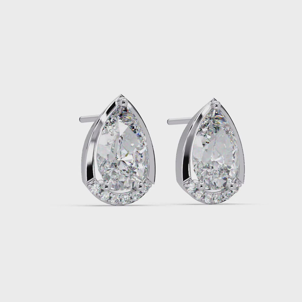 3.00 CT Pear Cut Lab Grown Diamond Earrings