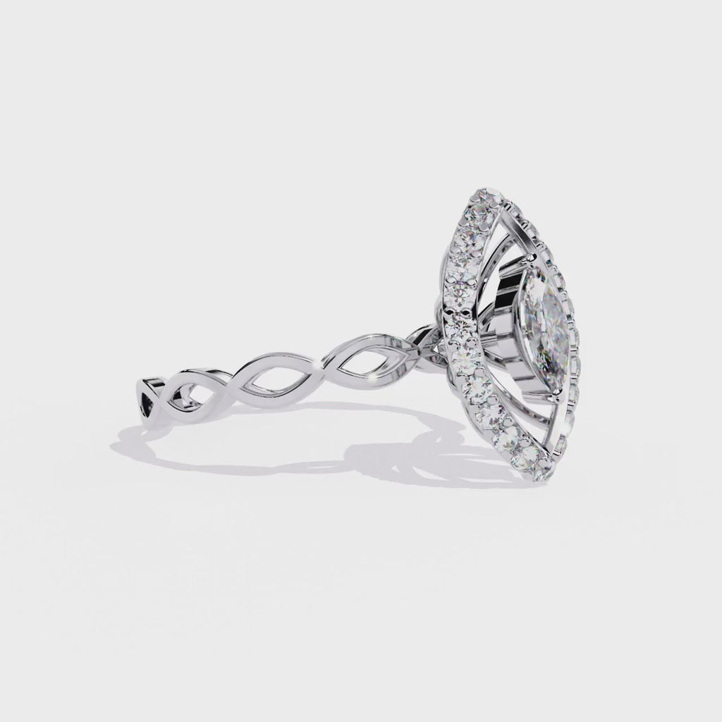 Vintage Marquise Halo Lab Grown Diamond Ring