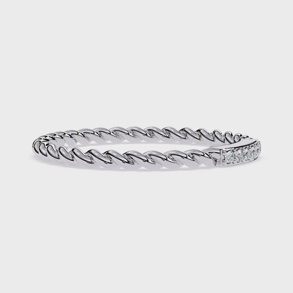 Rope Band Lab Grown Diamond Ring