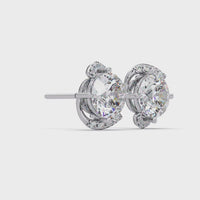 2.00 CT Round Cut Lab Grown Diamond Earrings with Accent Halo