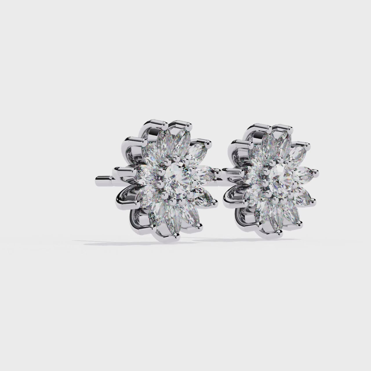 Pendientes de diamantes cultivados en laboratorio con forma de marquesa floral