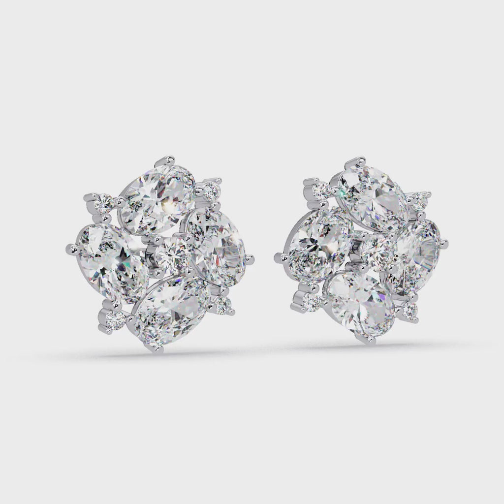 4.25 Carat Lab Grown Diamond Cluster Earrings
