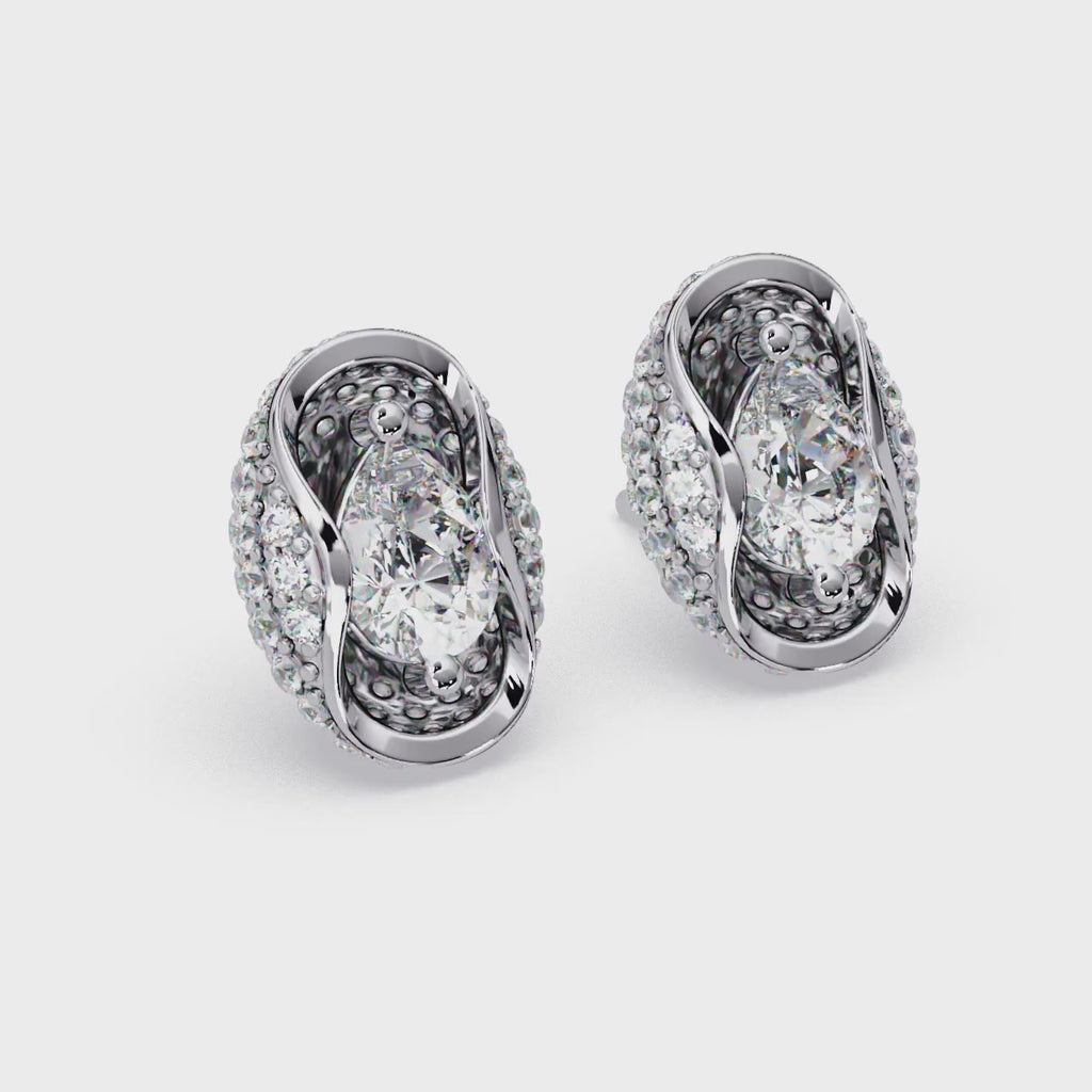 3.00 Carat Lab Grown Diamond Pear & Pavé Earrings